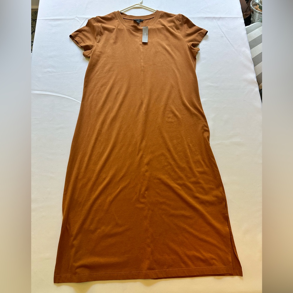 J Crew Midi Tshirt Dress in Burnished Pecan, NEW with tag, Size Large